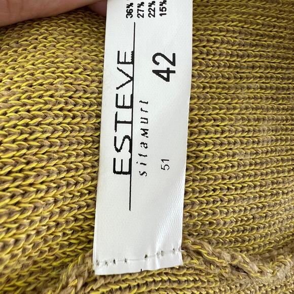 ESTEVE Wool Blend Yellow Sweater Long Sleeves Ruffle Neck Pullover Size 42 US 10 - Picture 9 of 10